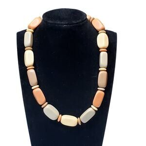 Vtg 1985 Napier Earth Tones Necklace Bracelet Set Lisa Bertolli Resin Bead 16"